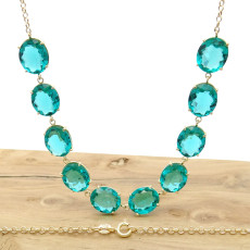 Gargantilha Cristal de Turmalina Paraíba Oval, em Ouro Amarelo 18 Kilates