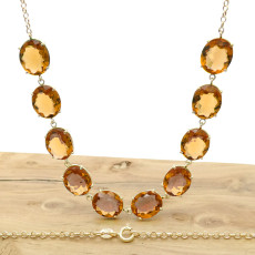 Gargantilha Citrino Oval, em Ouro Amarelo 18 Kilates