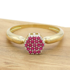 Anel Chuveiro com 19 Rubis, em Ouro Amarelo 18 Kilates