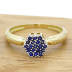 Anel Chuveiro com 19 Safiras, em Ouro Amarelo 18 Kilates