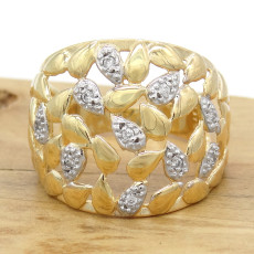 Anel Vazado com 10 Diamantes, em Ouro Amarelo 18 Kilates