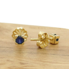 Par de Brincos Solitário Cartier com 2 Safiras de 10 Pontos ,em Ouro Amarelo 18 Kilates