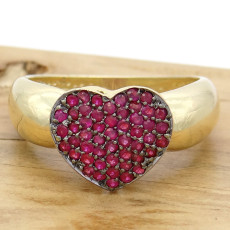 Anel Chuveiro Coração com 51 Rubis, em Ouro Amarelo 18 Kilates