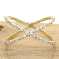 Anel  X com 53 Diamantes, em Ouro Amarelo 18 Kilates