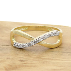 Anel Infinito com 8 Diamantes, em Ouro Amarelo 18 Kilates