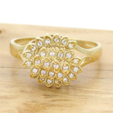 Anel  Chuveiro com 28 Diamantes, em Ouro Amarelo 18 Kilates