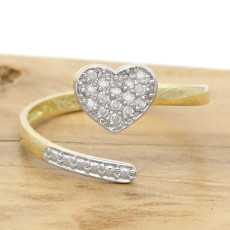 Anel Chuveiro Coração com 15 Diamantes, em Ouro Amarelo 18 Kilates