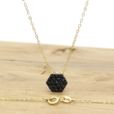 Pingente Chuveiro com 19 Diamantes Negros, em Ouro Amarelo 18 Kilates