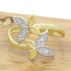 Anel Borboleta com 4 Diamantes, em Ouro Amarelo 18 Kilates