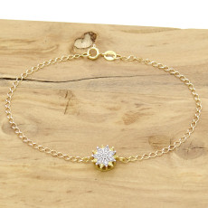 Pulseira Chuveiro com 9 Diamantes, em Ouro Amarelo 18 Kilates
