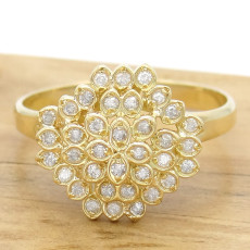 Anel Chuveiro com 36 Diamantes, em Ouro Amarelo 18 Kilates