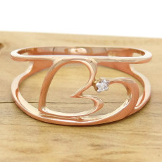 Anel Coração com Diamante, em Ouro Rose 18 Kilates