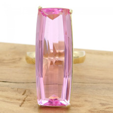 Anel Baguete com Rose de France, Folheado a Ouro 18 Kilates, em Prata 925