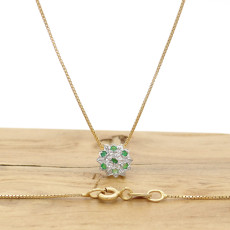 Pingente Chuveiro com 7 Esmeraldas, Folheado a Ouro 18 Kilates, em Prata 925