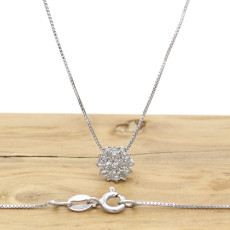 Pingente Chuveiro com 7 Diamantes, Folheado a Ouro Branco 18 Kilates, em Prata 925