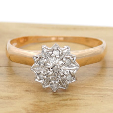 Anel Chuveiro com 7 Diamantes, Folheado a Ouro Rose 18 Kilates, em Prata 925