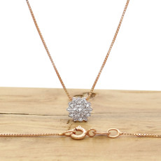 Pingente Chuveiro com 7 Diamantes, Folheado a Ouro Rose 18 Kilates, em Prata 925