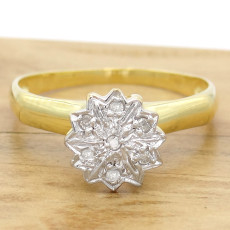 Anel Chuveiro com 7 Diamantes, Folheado a Ouro Amarelo 18 Kilates, em Prata 925