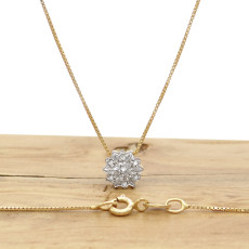 Pingente Chuveiro com 7 Diamantes, Folheado a Ouro Amarelo 18 Kilates, em Prata 925