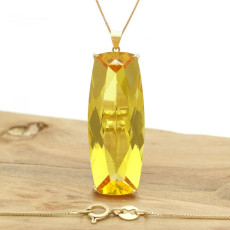 Pingente Baguete com Citrino, Folheado a Ouro 18 Kilates, em Prata 925