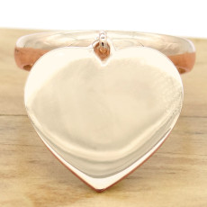 Anel com Berloque Coração, em Ouro Rose 18 Kilates