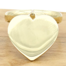 Anel com Berloque Coração, em Ouro Amarelo 18 Kilates