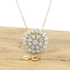 Pingente Chuveiro com 25 Diamantes Totalizando 25 Pontos, em Ouro Amarelo 18 Kilates