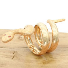 Anel Serpente com 2 Rubis, em Ouro Rose 18 Kilates