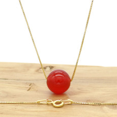 Pingente Jade Esfera, com Corrente de 45 cm, em Ouro Amarelo 18 Kilates