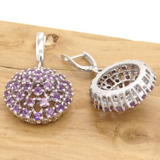 Par de Brincos Chuveiro Redondo com Ameristas, em Prata 925