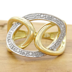 Anel Elos com 10 Diamante, em Ouro Amarelo 18 Kilates