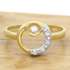 Anel Circulo com 5 Diamantes, em Ouro Amarelo 18 Kilates