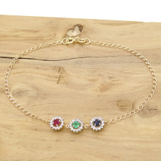 Pulseira com Rubi, Esmeralda e Safira e 42 Diamantes, em Ouro Amarelo 18 Kilates