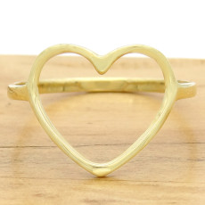 Anel Coração Vazado, em Ouro Amarelo 18 Kilates