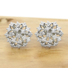 Par de Brincos Chuveiro com 38 Diamantes, em Ouro Branco 18 Kilates