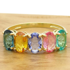 Anel Mix de Pedras Brasileiras, em Ouro Amarelo 18 Kilates