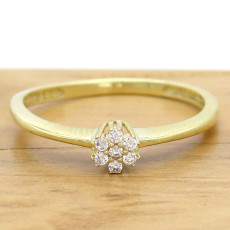 Anel Chuveiro com 7 Diamantes, em Ouro Amarelo 18 Kilates