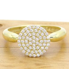Anel Chuveiro Redondo com 61 Diamantes, em Ouro Amarelo 18 Kilates