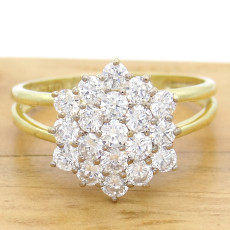 Anel Chuveiro Totalizando 95 Pts de Diamantes, em Ouro Amarelo 18 Kilates