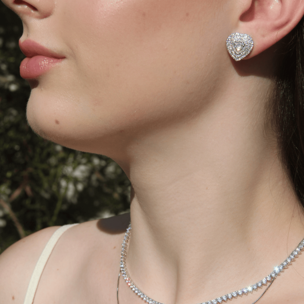 Brinco Coração Cravejado