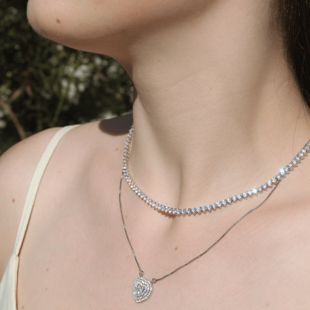 Colar Coração Cravejado