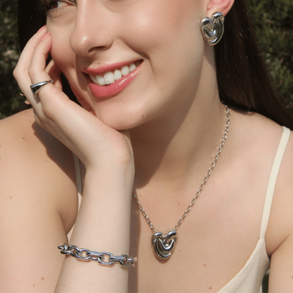 Colar Coração Nó Ródio