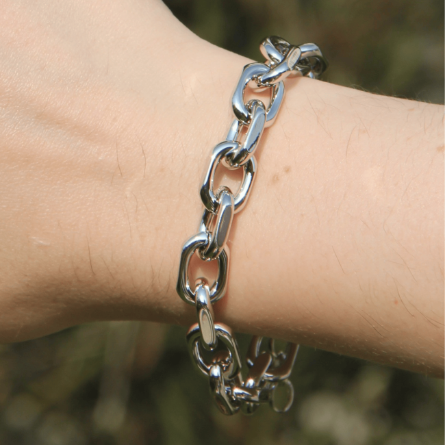 Pulseira Elos Oval Ródio