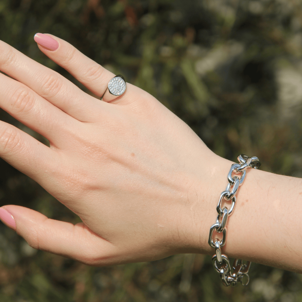 Anel Dedo Mínimo Cravejado Ródio