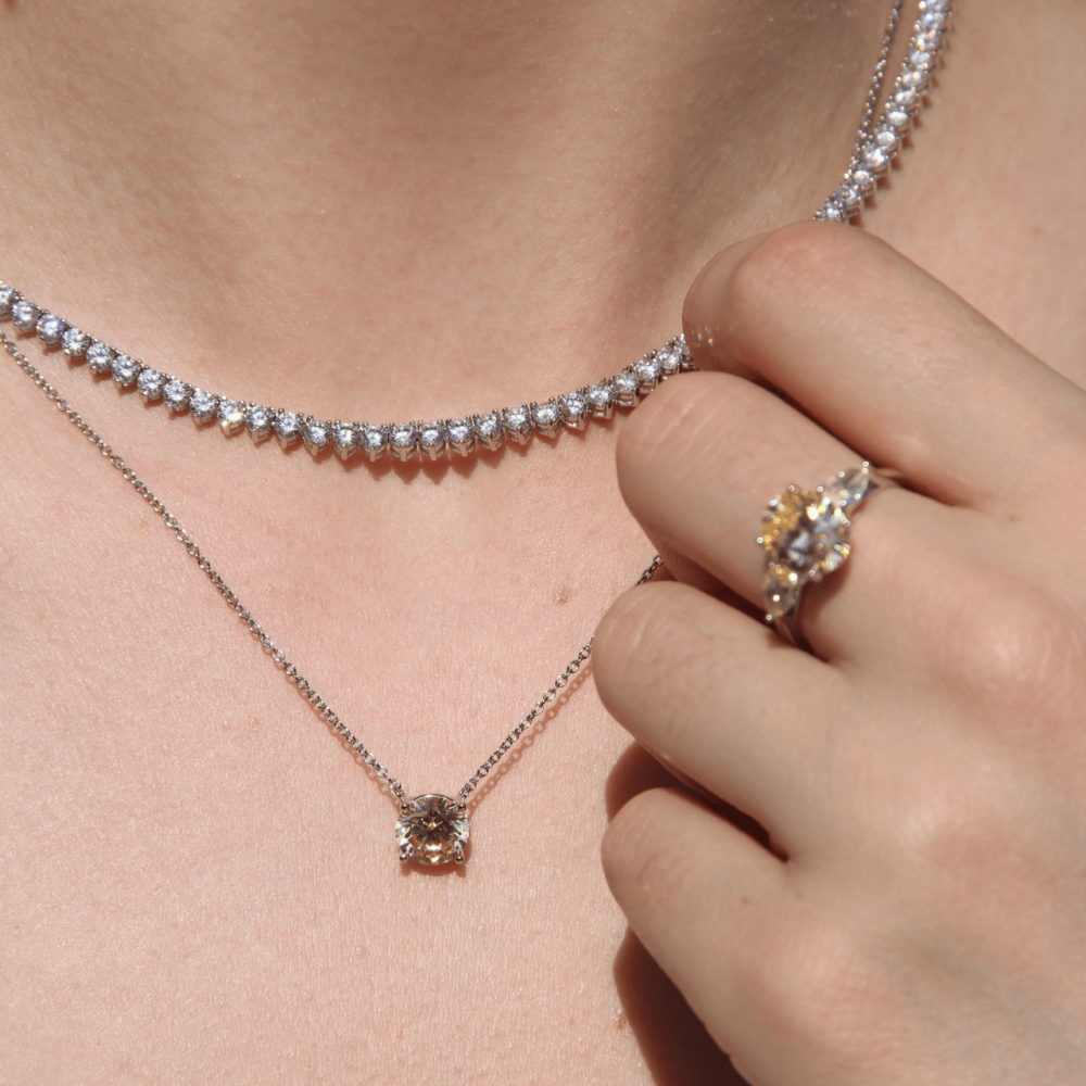 Colar Ponto de Luz Fancy Yellow 8mm - Prata 925