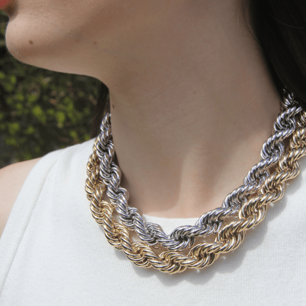 Colar Cordão Baiano 14mm Ródio