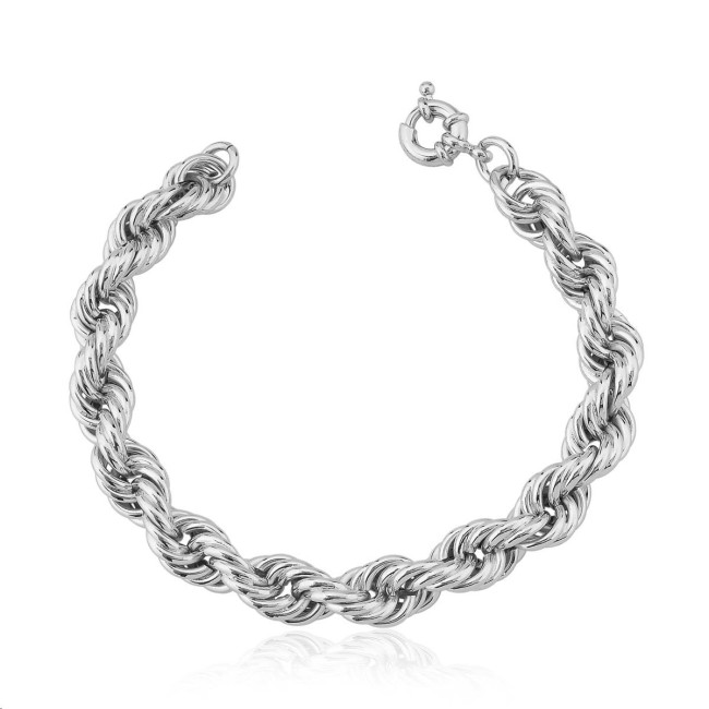 Pulseira Cordão Baiano 9mm Ródio