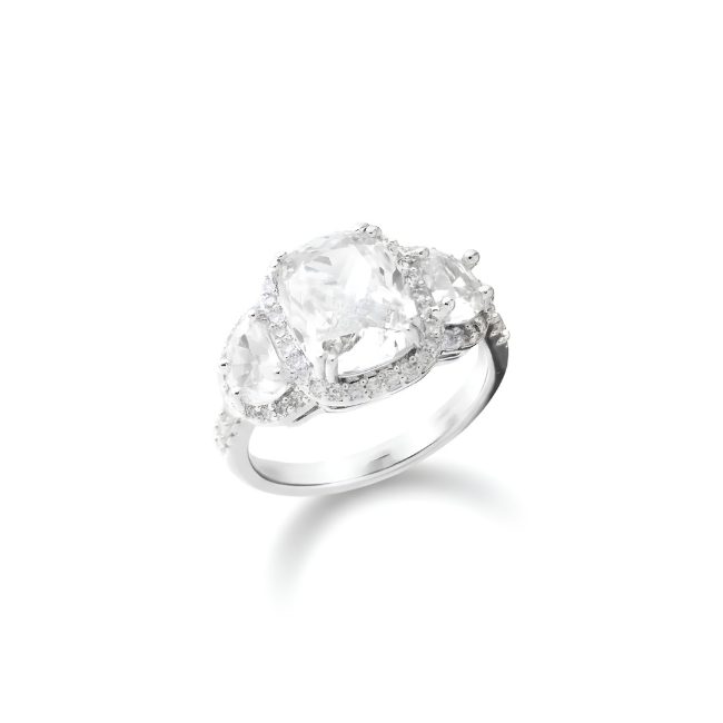 Anel Quadrado 3 Pedras