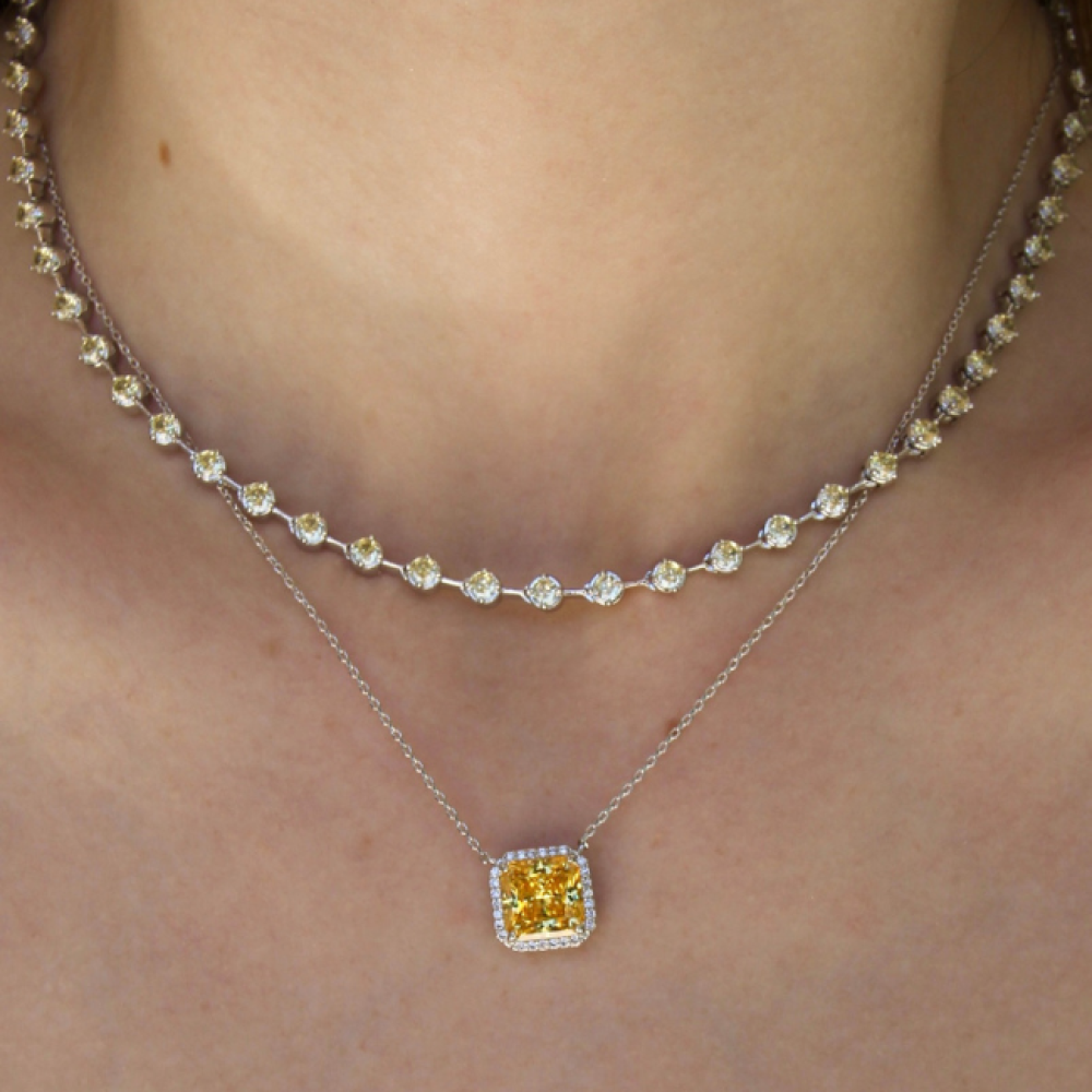 Colar Princesa Quadrado Fancy Yellow