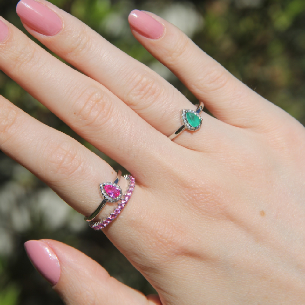 Anel Gota Pink Regulável